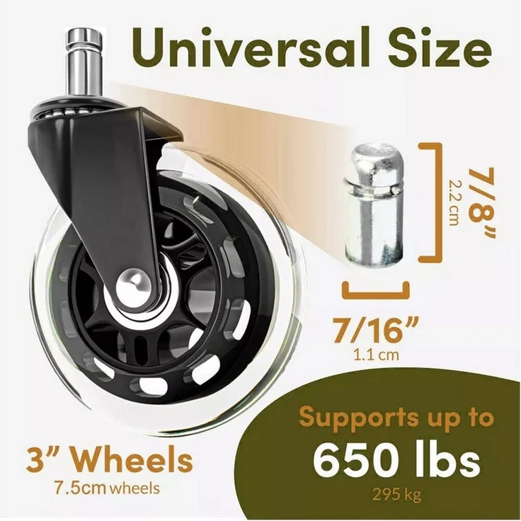 Refined Living Stuhlrolle 5x Leise Bürostuhlrollen 11mm Universal Hartbodenrollen, Kratzerfrei, (Bürostuhl Rollen 11mm, 360° drehbar, leise Rollen Bürostuhl, Ersatzrollen Bürostuhl, Bodenrollen für Stuhl, Universalrollen Bürostuhl, Rollen für Parkett, ... – Bild 3