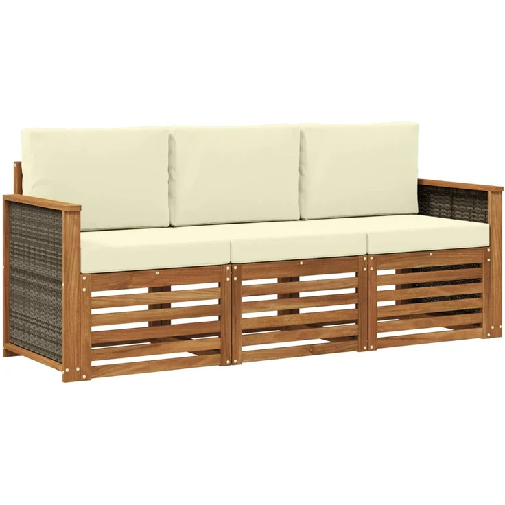 vidaXL Sofagarnituren mit Kissen 3 pcs Massivholz Akazie 3383956 – Bild 2