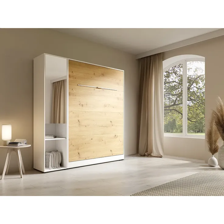 Vente-unique - RAPILI Bett Holz, Platte BeigeWeiß - B 50 cm239,2 cm x H 225,2 cm x L 209 cm – Bild 2