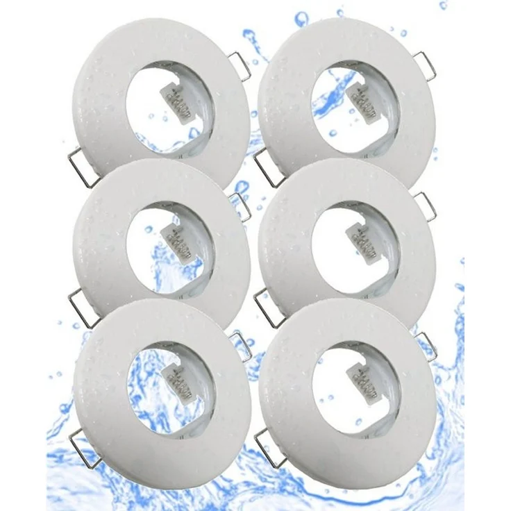 TRANGO LED Einbauleuchte, 6er Set 6729IP-066AK Einbaustrahler Rund IP44 in Weiß matt Badleuchte, Bad Einbauleuchte, Deckenspots, Einbauspots, Deckenleuchte inkl. 6x GU10 Lampenfassung für Bad, Sauna, Außen, Feuchtraum – Bild 4
