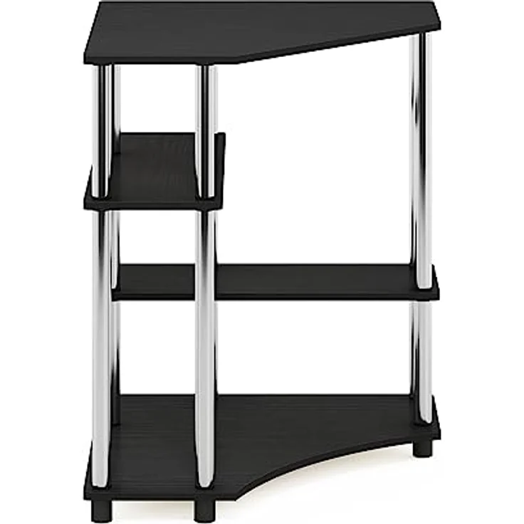Furinno Turn-N-Tube Platzsparender Eckschreibtisch mit Regalen, Holzwerkstoff, Americano/Edelstahl – Bild 7