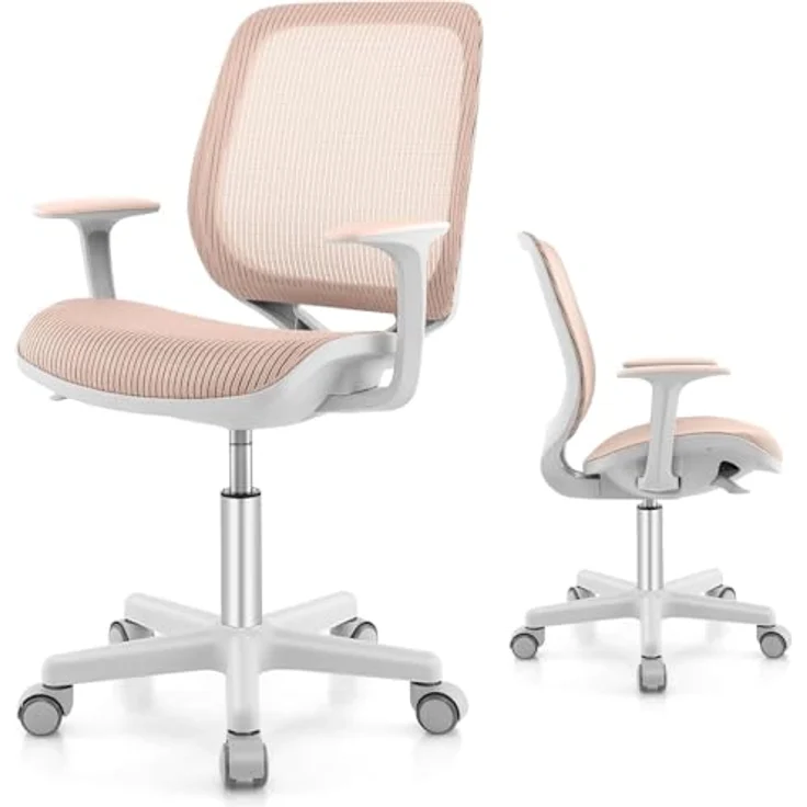 FANTASK 360° drehbar Kinder Schreibtischstuhl, 43-55cm Sitzhöhe höhenverstellbar, Rosa – Bild 2