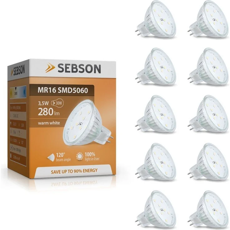 SEBSON LED-Leuchtmittel LED Lampe GU5.3 / MR16 warmweiß 3.5W 12V Leuchtmittel - 10er Pack, 10 St. – Bild 1
