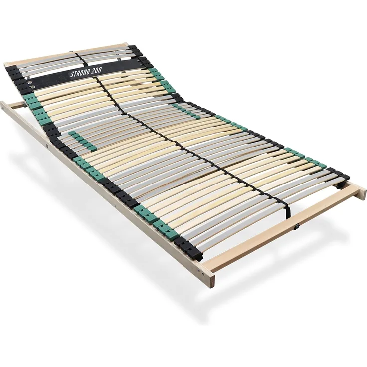Sleepneo Lattenrost 120x200 Premium Strong bis 200Kg, Kopfteil verstellbar, 7-Zonen-Lattenrost mit 42 Latten, Made in Germany, extra stabil aus Buchenholz