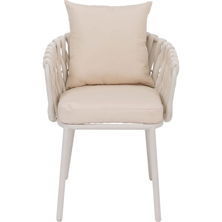 2er-Set Aluminium-Esszimmerstuhl HWC-P89, Indoor Stuhl Armlehne, Stoff/Textil (180 g/m²) Seilgeflecht Rope ~ creme – Bild 8