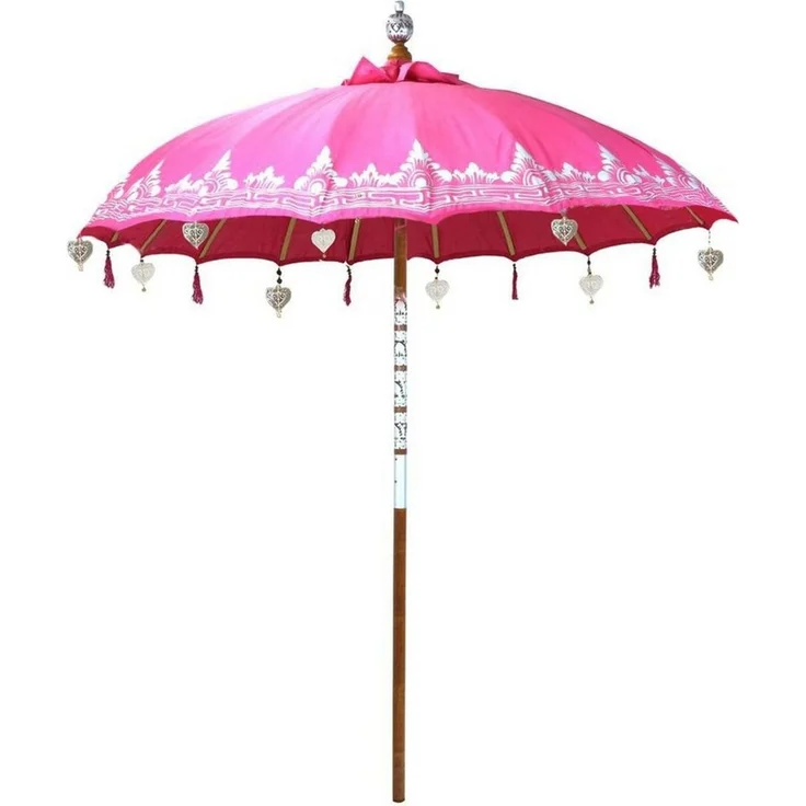 Oriental Galerie Sonnenschirm Balkon Bali-Sonnenschirm 130 Ø cm Pink Silber – Bild 5