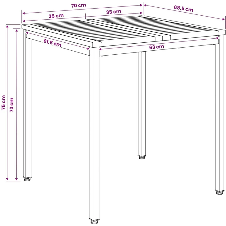 vidaXL Gartentisch NAARDEN Natürlich und Schwarz 70 x 68,5 x 75 cm 901307 – Bild 8
