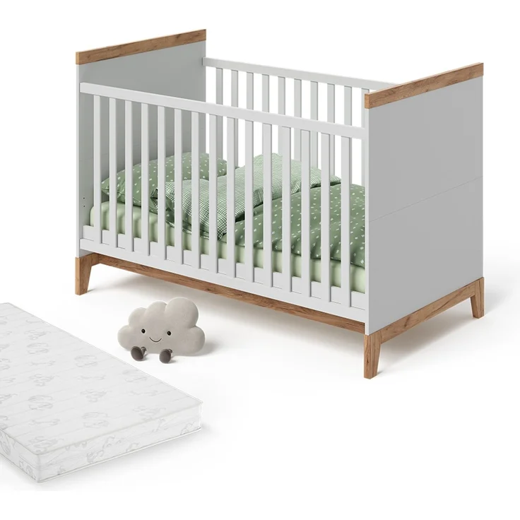 Babybett Malia Weiß/Artisan 70x140 cm mit Matratze Vitalispa – Bild 6