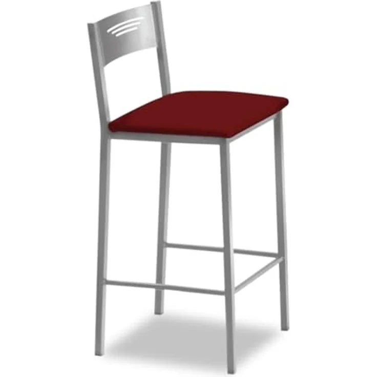 ASTIMESA Hohe Küchenhocker mit Rückenlehne, Aluminiumgestell und Sitz aus Kunstleder, Farbe des Sitzes: Bordeaux, Lieferumfang: 1 Stück, Gesamthöhe: 90 cm – Bild 1