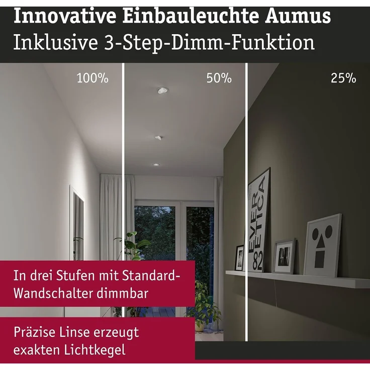 Paulmann 92255 LED Einbauleuchte White Select Aumus Chrom 3 Step dimmbar – Bild 4