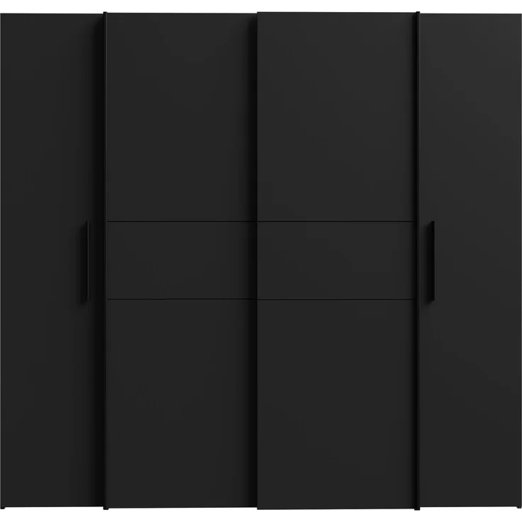 Forte KALIXTUS schwarzer Kleiderschrank 200, moderner Schwebetürenschrank, 4-türig, Holzwerkstoff, Schwarz Matt, 200,1 cm breit x 190,5 cm hoch, 61,2 cm tief – Bild 3