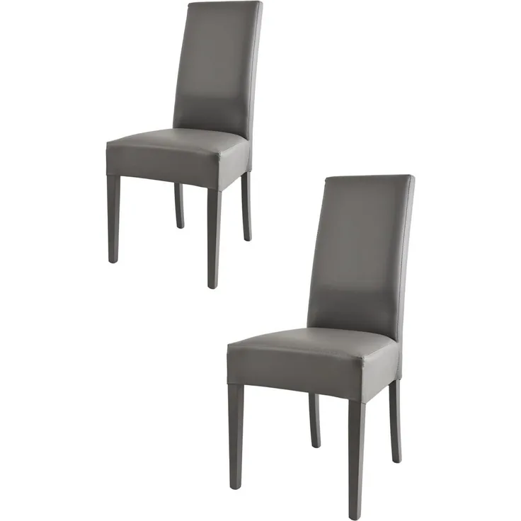 Tommychairs - 2er Set Moderne Stühle Luisa für Küche und Esszimmer, robuste Struktur aus lackiertem Buchenholz Farbe Dunkelgrau, Gepolstert und mit dunkelgrauem Kunstleder bezogen