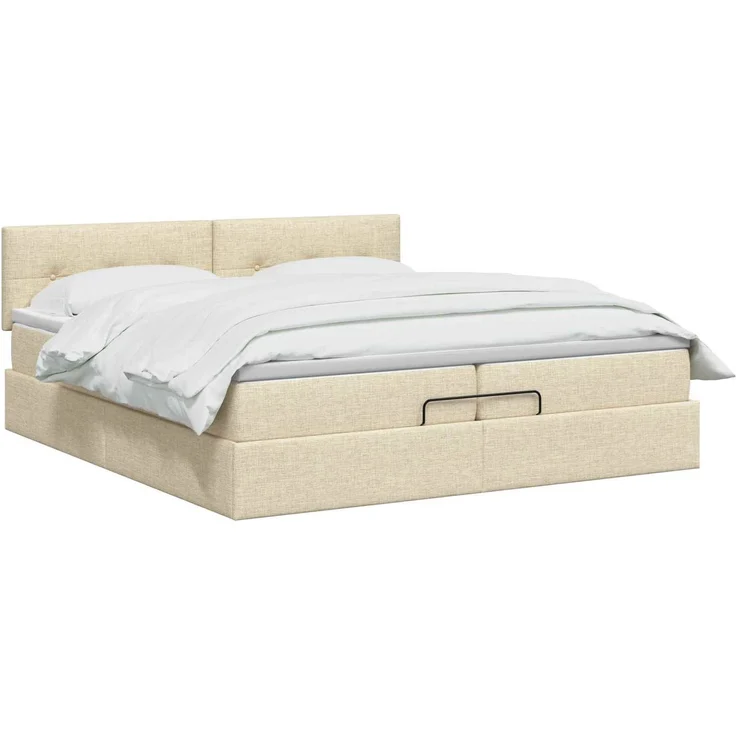vidaXL Ottoman Bett mit Matratze mit Kopfteil Creme 200 x 200 cm Stoff 3456356 – Bild 3