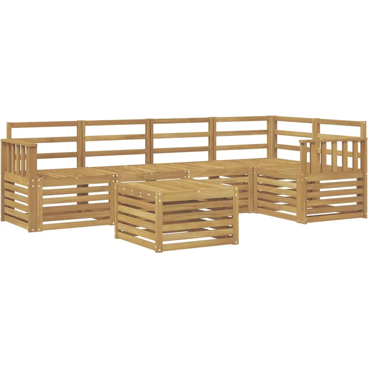 vidaXL Outdoor-Sofagarnitur 6 stk. 5-Sitzer Weiß Massivholz Akazie 3391864 – Bild 2
