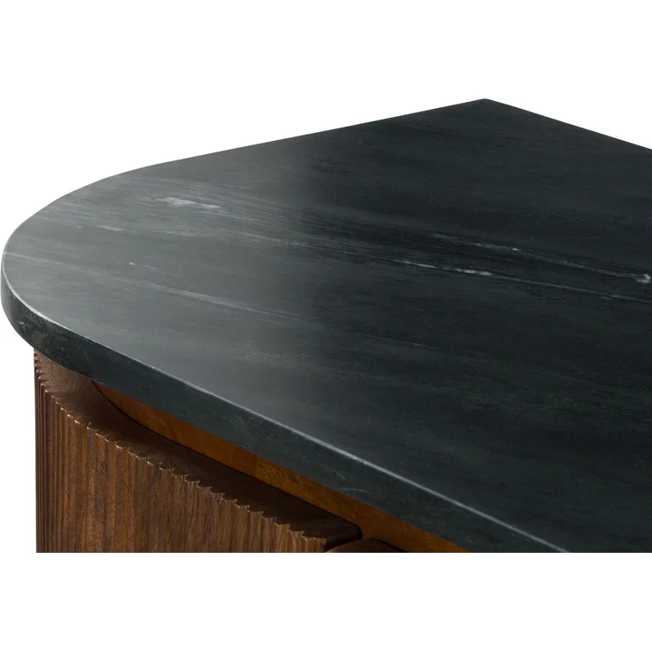 TV-Board Mango 180 x 40 x 50 dunkelbraun lackiert / Marmor schwarz FLORENZ #200 – Bild 3