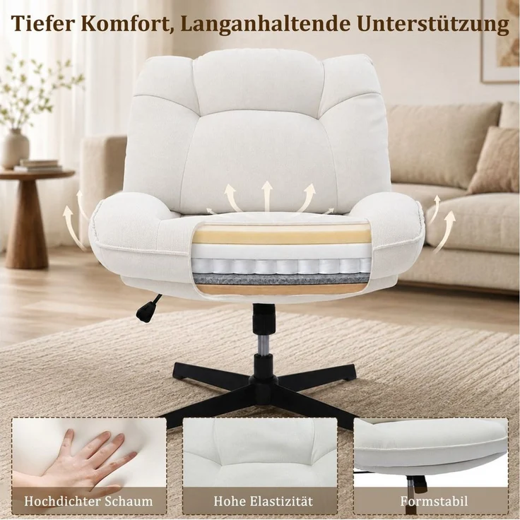 HomeMiYN Relaxsessel Relaxsessel mit Hocker, 360° drehbar, höhenverstellbar & Liegefunktion – Bild 4