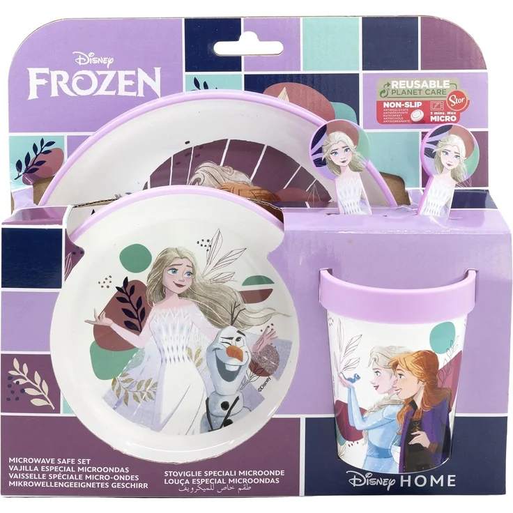 Disney HOME Frozen Kindergeschirr Set 5 teilig für Mikrowellen mit Anti- Rutsch – Bild 2