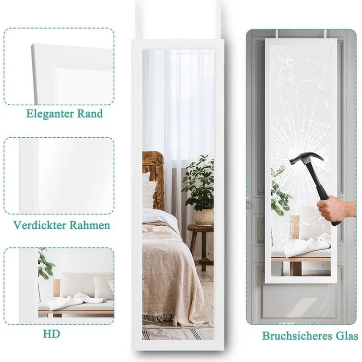 Dripex Wandspiegel Flurspiegel höhenverstellbarer Hängespiegel mit Haken – Bild 2