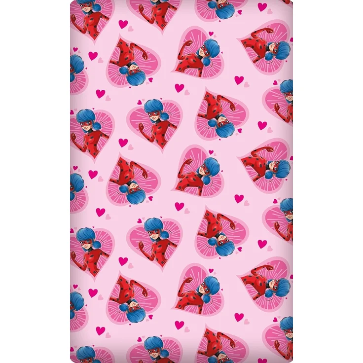 BERONAGE Spannbettlaken Miraculous Ladybug Spannbettlaken Herz Pink Rosa 90/100 x 190/200 cm, 100% Baumwolle, Gummizug: ja, (1 Stück) – Bild 1