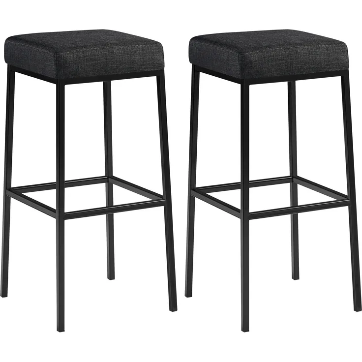 2er Set Barhocker BIDAN - Stoff Dunkelgrau 37x37x83 cm | Barstuhl Mit Lehne Tresenhocker Tresenstuhl Kneipenhocker Kneipenstuhl
