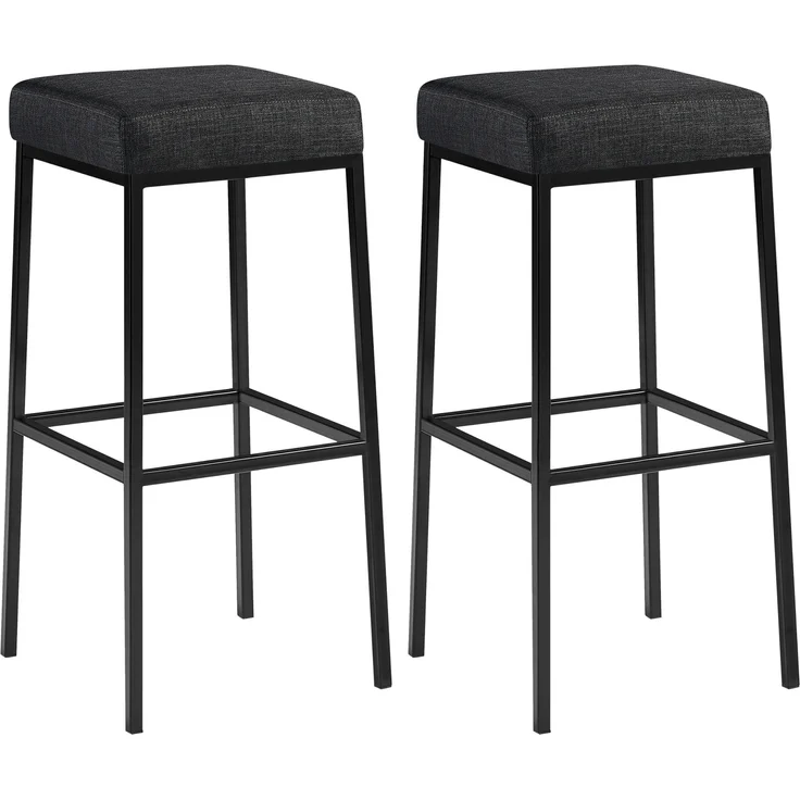 2er Set Barhocker BIDAN - Stoff Dunkelgrau 37x37x83 cm | Barstuhl Mit Lehne Tresenhocker Tresenstuhl Kneipenhocker Kneipenstuhl – Bild 1