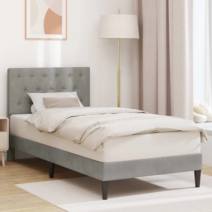 vidaXL Bettrahmen mit Kopfteil Hellgrau 80 x 200 cm Samt 42027625 – Bild 1