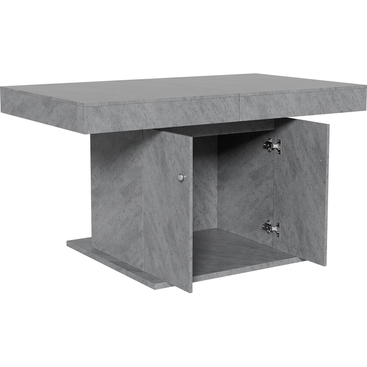 Ausziehbarer Esstisch 140/180x80x76 cm, Betonoptik Grau, mit Stauraum – Bild 9