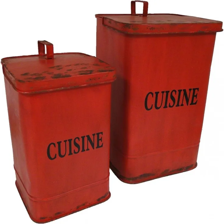 2er Set Antic Line Retro Küchenmülleimer rot SEB13832