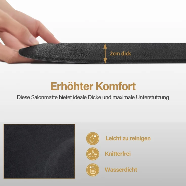 BarberPub Anti-Ermüdungsmatte für Friseure, Ergonomische Bodenmatte Friseurmatte für Barbershop Salon, Friseurbedarf 91X121 CM Halbkreis 2 CM Dicke, M122S (Schwarz) – Bild 5