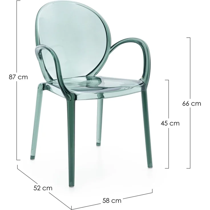 Gartenstuhl Allican 4er-Set Kunststoff, modern mit Armlehne, stapelbar, mint – für Innen und Außen – Bild 4