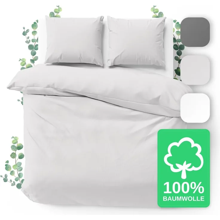 Jacobson Bettwäsche Set - 100% Baumwolle, Perkal, 3 teilig, Erhältlich in den Größen 135x200, 155x220, 200x200, 200x220, 240x220