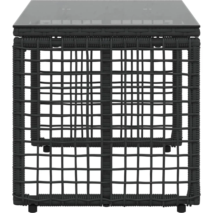 vidaXL Tisch für Outdoor Schwarz 80 x 40 x 40 cm PE Rattan und Glas 42025182 – Bild 5