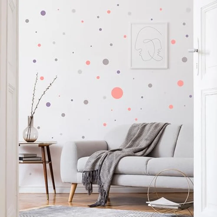 PUNALU Wandtattoo Kreis Set 176 Stück Wandtattoo Babyzimmer Kinderzimmer Kreisaufkleber, selbstklebend, rückstandslos abziehbar – Bild 6
