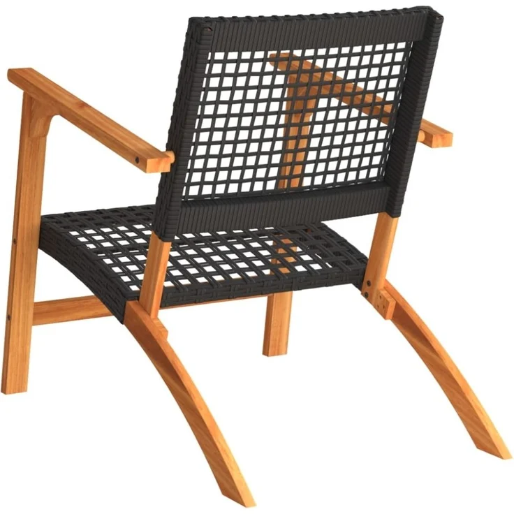 vidaXL Gartenstühle 2 Stk. Schwarz Poly Rattan und Akazienholz 365868 – Bild 8