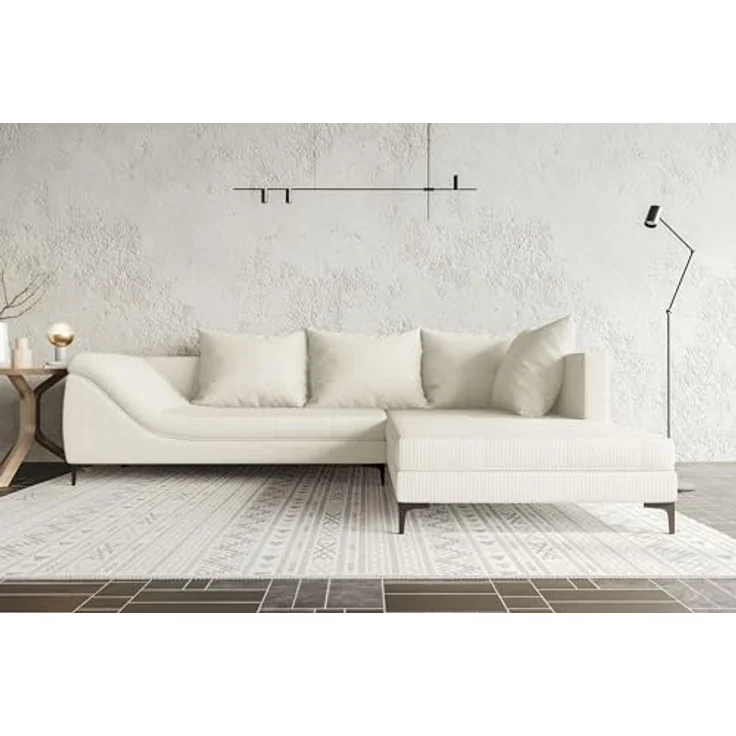 99rooms Loni Ecksofa Cordstoff POSO Creme Rechts – Bild 1