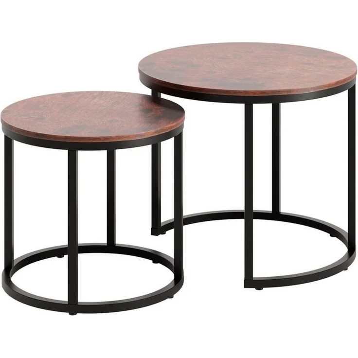 Home Collective Couchtisch Kleiner 2er Set aus Holz, Wohnzimmertisch Modern (Beistelltisch Set 2 in 1 mit Metallgestell, Büro Beistelltisch Loft Design TWIN, kratzfeste Oberfläche, Set 2 in 1), Quadratisch in Eiche hell, für Wohnzimmer – Bild 2