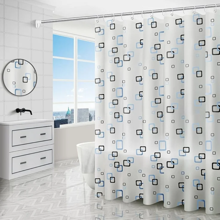 Coradoma Duschvorhang Badewannenvorhang 180x200cm inkl. Ringe für Dusche Vorhang, Breite 180cm, Höhe 200cm, wasserabweisend, anti-bakteriell – Bild 1