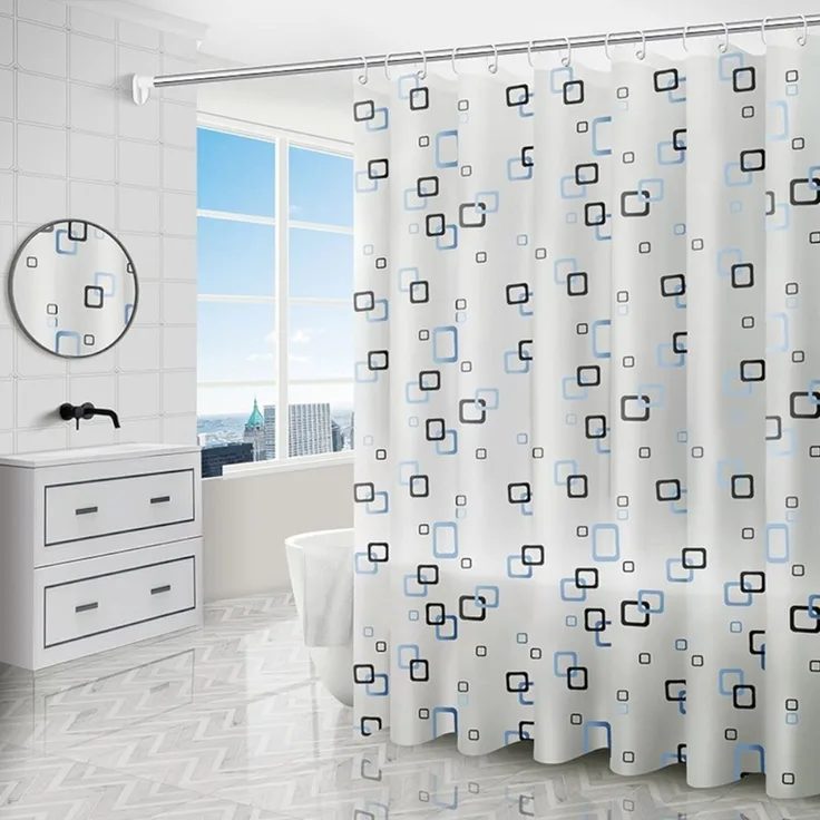 Coradoma Duschvorhang Badewannenvorhang 180x200cm inkl. Ringe für Dusche Vorhang, Breite 180cm, Höhe 200cm, wasserabweisend, anti-bakteriell