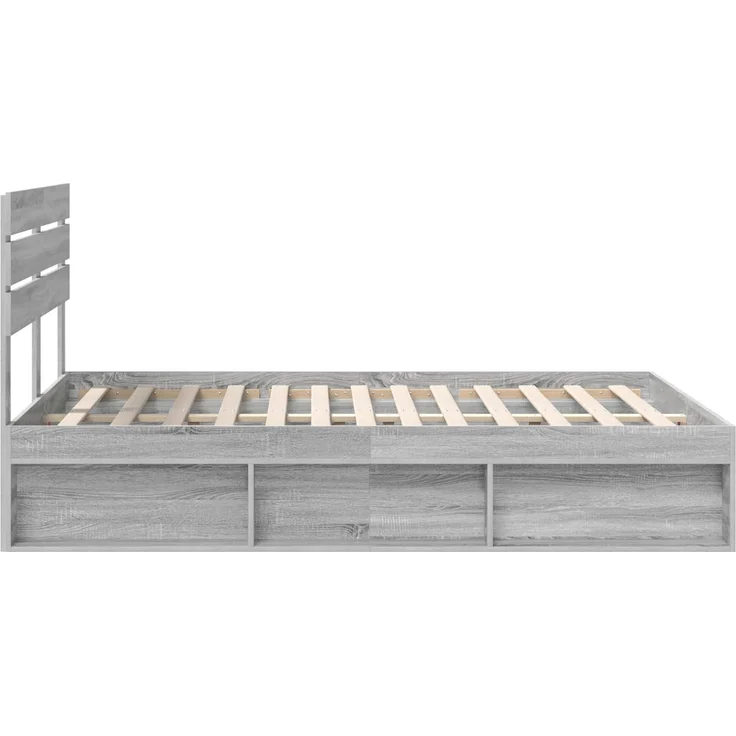 vidaXL Bettrahmen Graues Sonoma 140 x 200 cm Massives Kiefernholz 3411412 – Bild 7