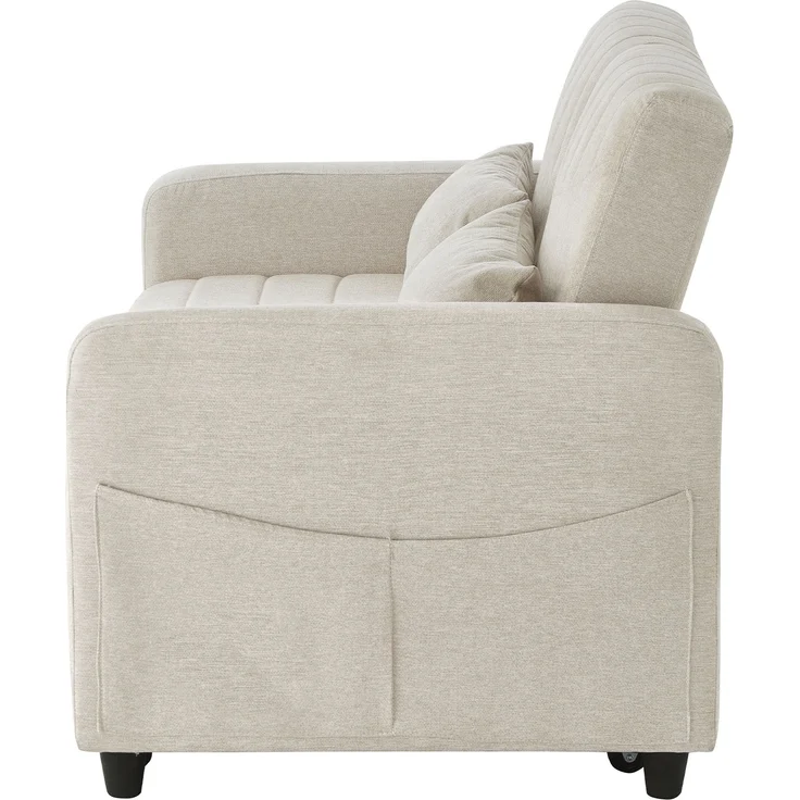 ZUBALIYA Sofa 166x95 cm, mit Ausziehbett, mit breiten Armlehnen, mit Schaumstoffpolsterung, ohne aufwendige Montage, Natur – Bild 20
