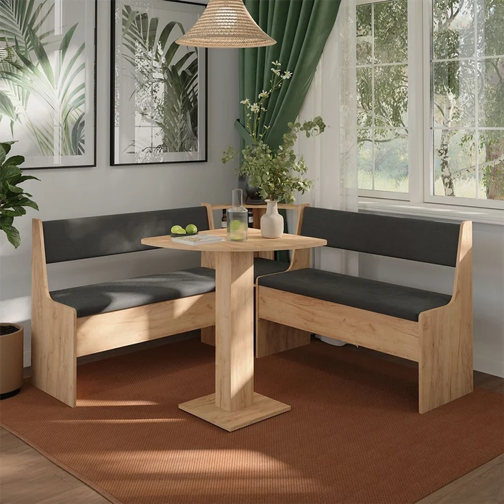 Vicco 'Roman' Eckbankgruppe mit Tisch, Goldkraft Eiche, 150 x 150 cm – Bild 3