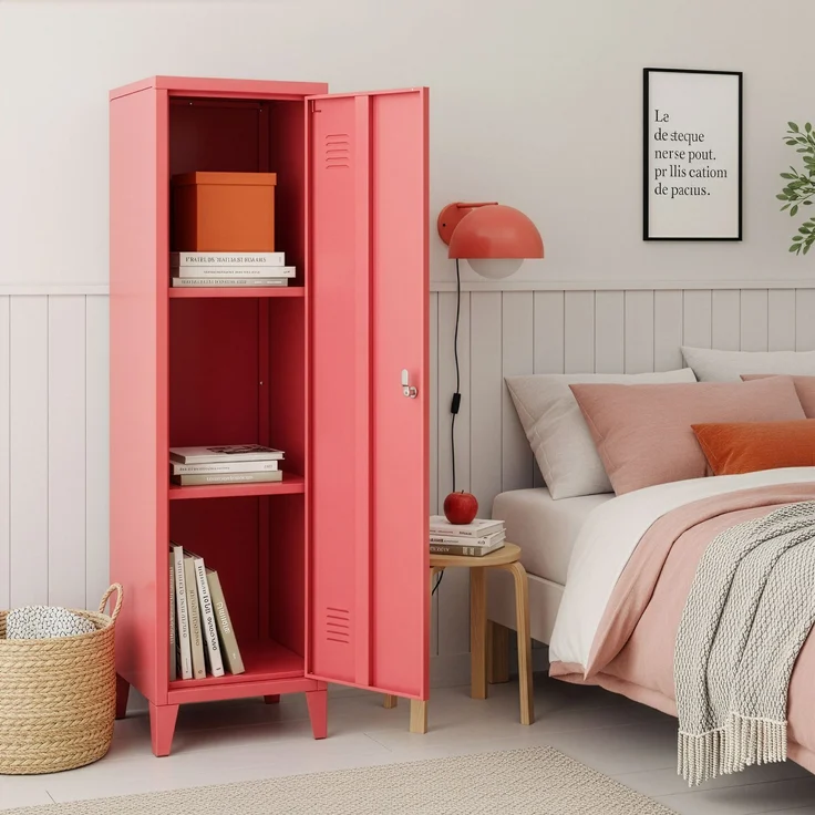 Einzelspind Kurikka 137x38x38 cm Wassermelonenrot [en. casa] – Bild 2