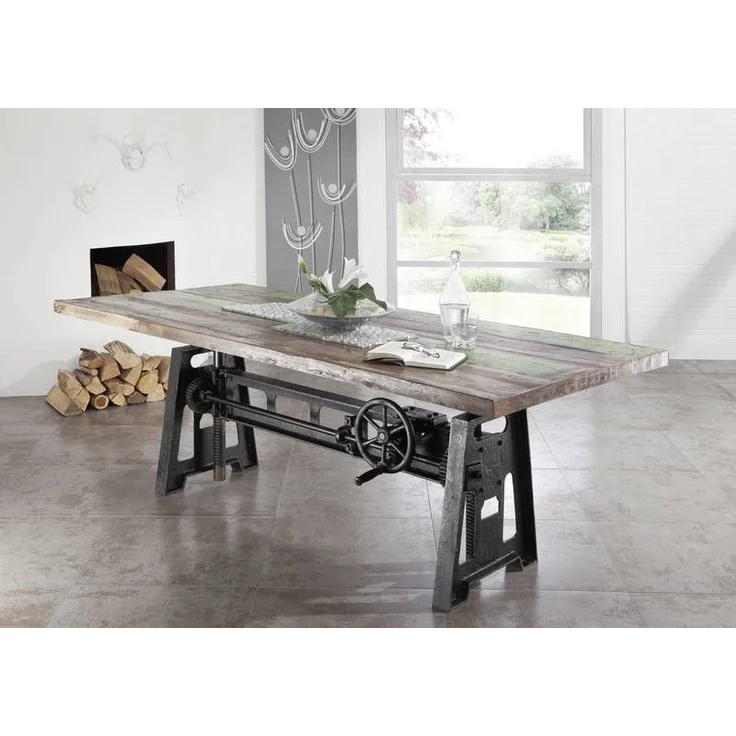 Esstisch Altholz höhenverstellbar 200x100x75-105 mehrfarbig lackiert INDUSTRIAL #23 – Bild 15