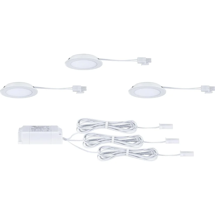 Paulmann LED Möbel-Einbauleuchte weiß Ø 6,5 cm warmweiß 3er Set – Bild 9