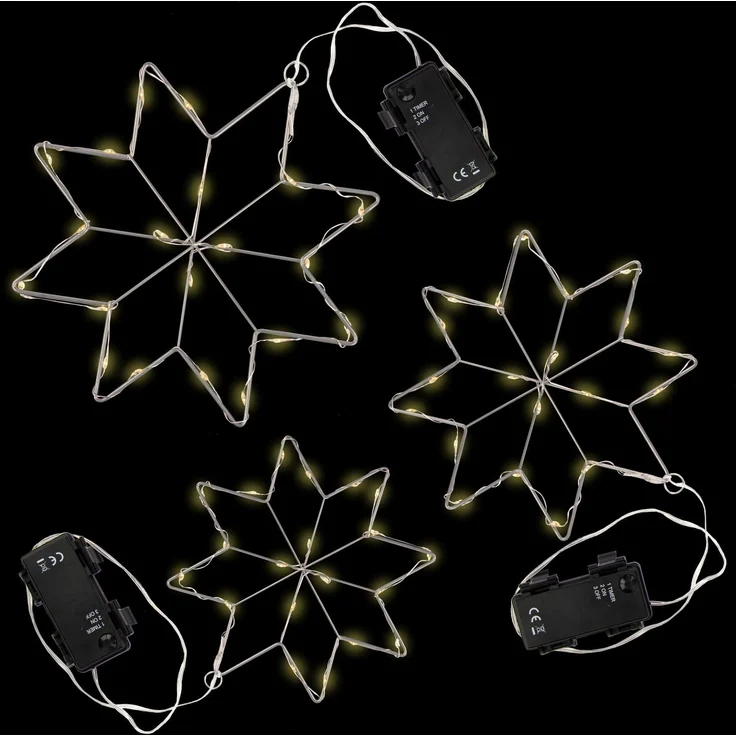 Idena LED Stern Kristall, LED fest integriert, warmweiß, 3er Set, mit Timer, für Innen und Außen, Weihnachtsdeko – Bild 4