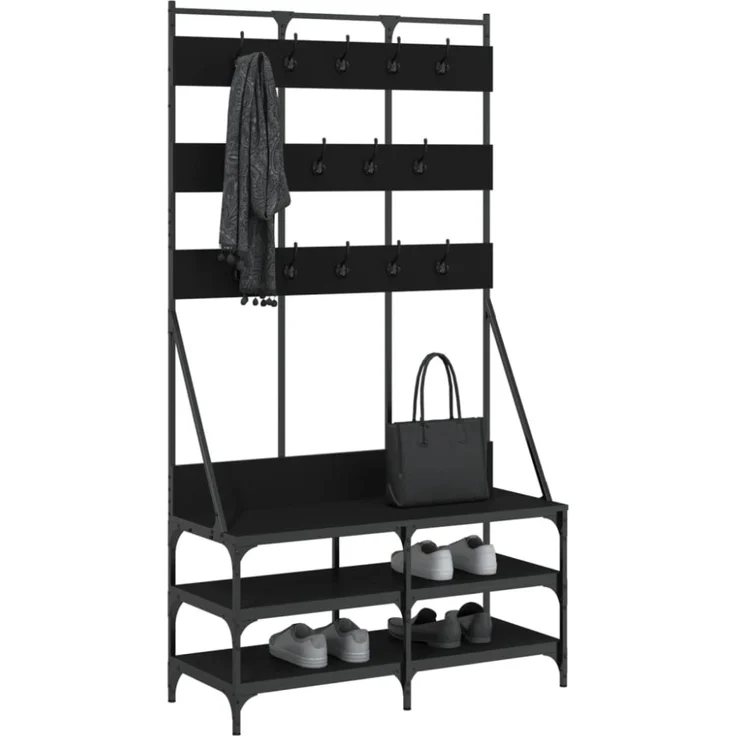 vidaXL Kleiderständer mit Schuhablage Schwarz 100x40x184 cm 837857 – Bild 4
