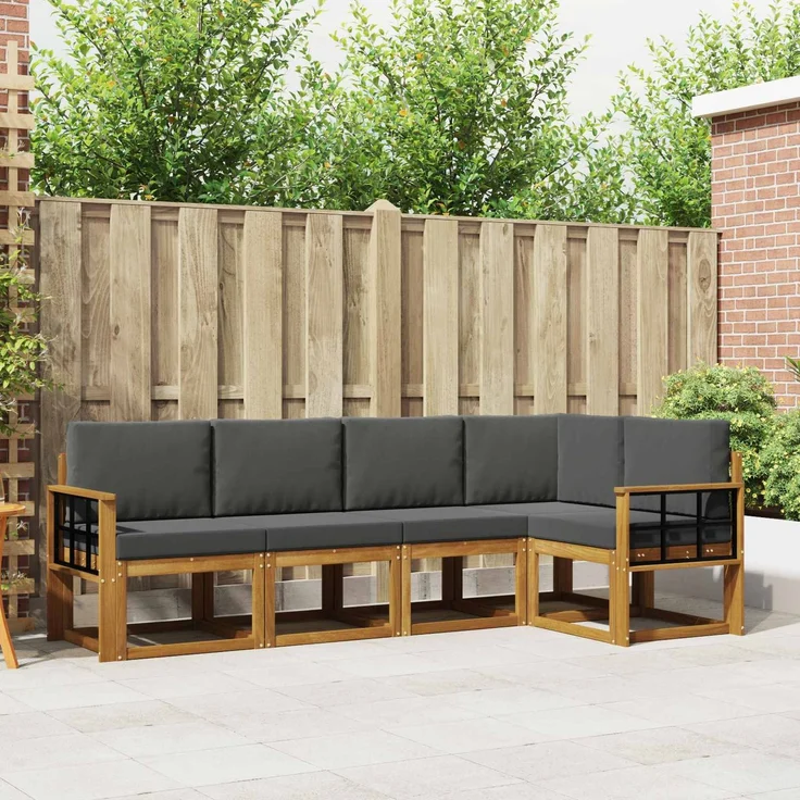 vidaXL Outdoor-Sofagarnitur 5 stk. 5-Sitzer Natur und Anthrazit 3366405 – Bild 1