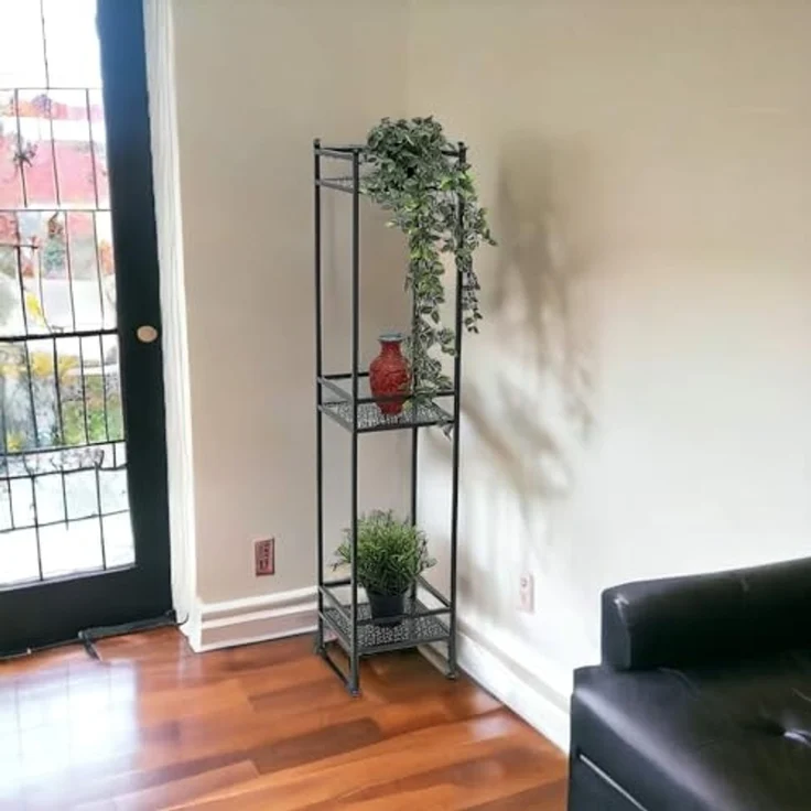 DanDiBo Standregal Schwarz Metall Schmal Stehend 3 Ebenen 110 cm Regal Küche Küchenregal 96485 Metallregal Eisen Modern – Bild 2