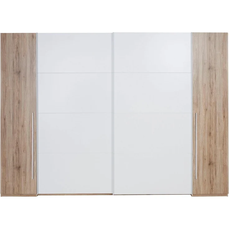 Schwebetürenschrank Marten 2 / Match 2 , Holzwerkstoff , Weiß, Holzfarben , 315 x 225 x 61 cm – Bild 2