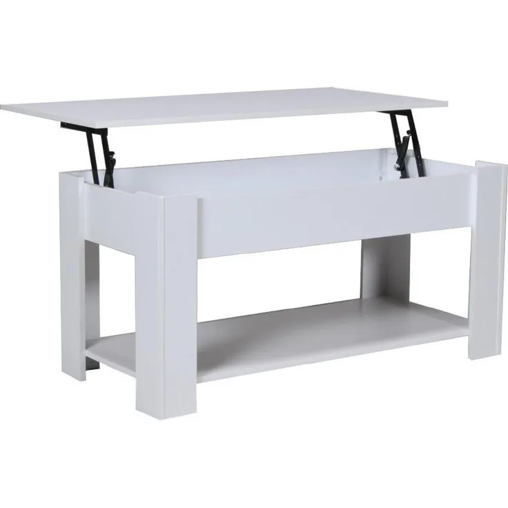 Weber Industries Couchtisch Utah, Rechteckig mit hochklappbarer Tischplatte, Weiß, 62x74x104 cm, optimaler Stauraum für Wohnzimmer